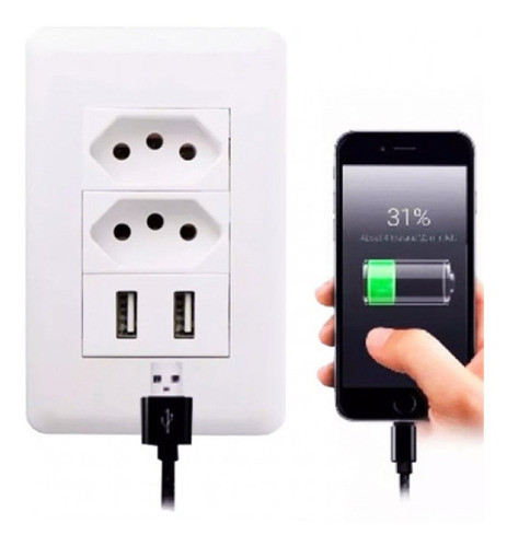 Tomada Com Usb Universal 110/220v 2.1 5v Feng 0
