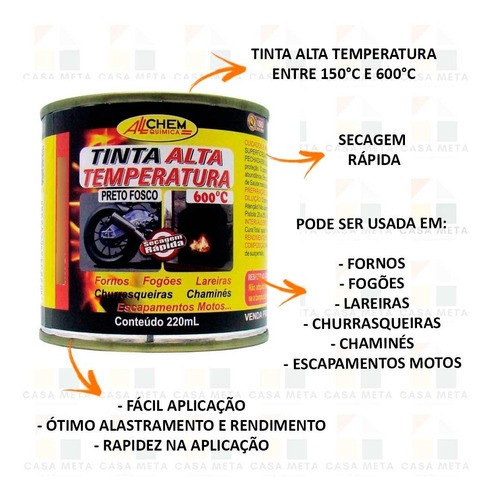 Tinta Alta Temperatura 600° Allchem Secagem Rápida- 2 Und 1