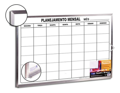 Quadro Planejamento Mensal Alumínio 100x70 - Stalo 0