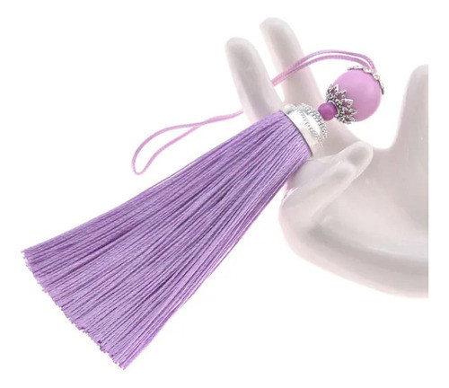 Kit 2 Tassel Pingente De Franja Com Bolinha Cor Lilás 0