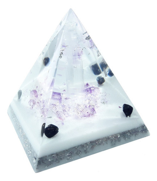 Orgonite Pirâmide Branca Lilás- Turmalina- Poderosa Proteção 1