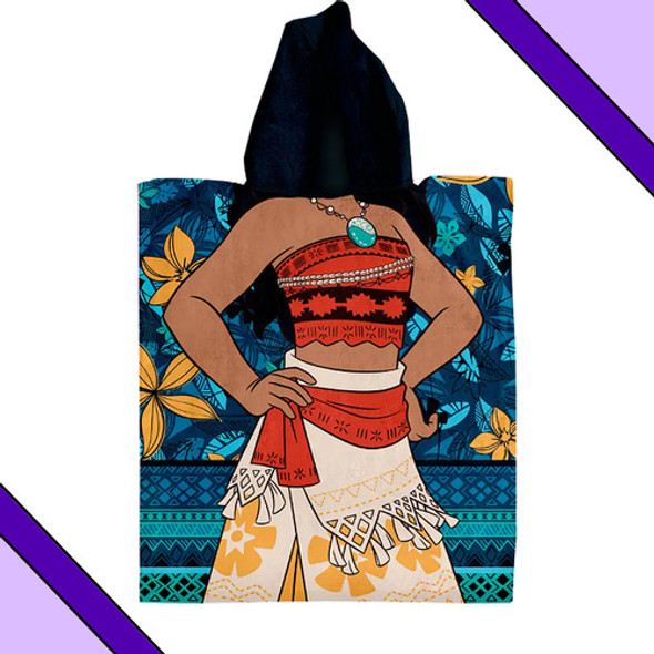 Poncho De Toalla Infantil Piñata Moana Con Capucha 50x120cm 1