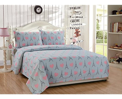 Juego De Edredón Linen Plus Para Niñas/adolescentes París To 1