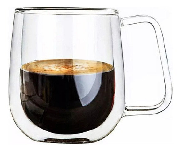 Taza De Vidrio Doble Pared Aislamiento C/ Asa Cafe Té 0
