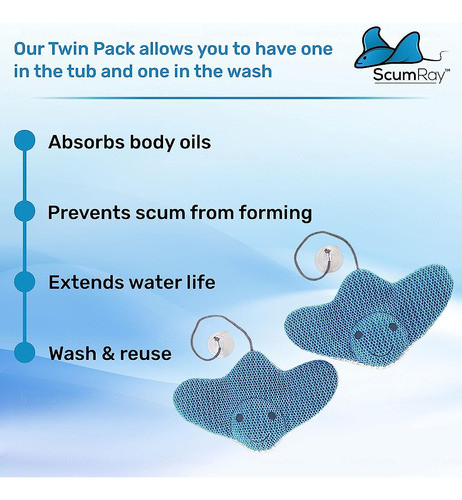 Scumray Twin Pack Hot Tub Scum Absorber - Limpiador Reutiliz 1