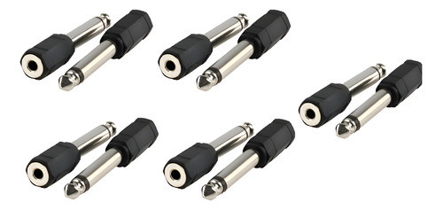 Pack 10 Adaptador Jack 3.5 Hembra A Plug 6.35 Macho Mono 0