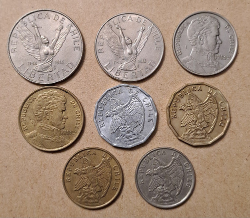 Chile Lote X 8 Monedas Incluye 10 Pesos 1980.  Usadas !!! 1