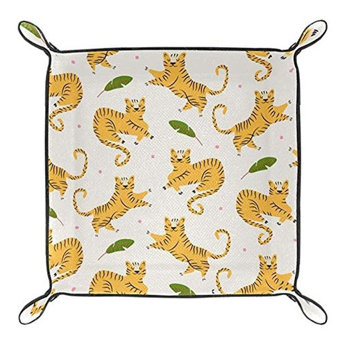 Aisso Cute Baby Tigers Organizador De Bandejas De Cuero Con 1