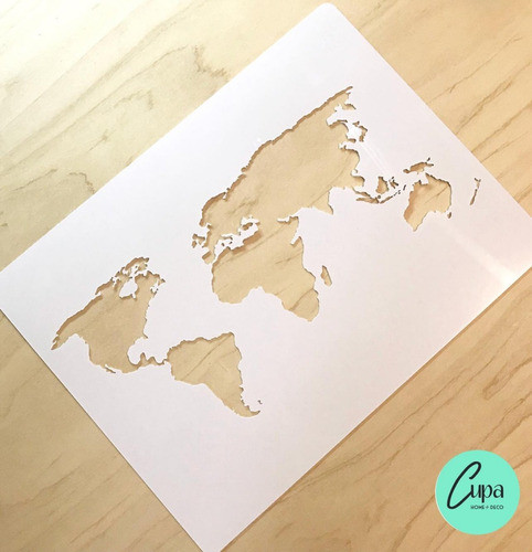 Stencils Pasteleria Mapa Mundi 30cm X 20cm Pared Deco 0