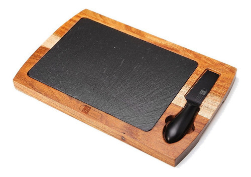 Tábua Com Faca De Queijo 27cm James.f De Madeira E Ardósia 0