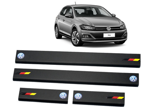Cubre Zocalos Negros P/ Volkswagen Polo Logo + Bandera 0