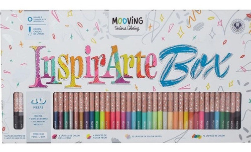 Lapices Colores Inspirarte Box 40 Mooving Sacapunta + Goma 0