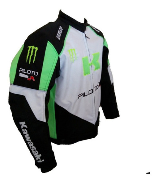 Campera Motocicleta Kawasaki Blanca Verde Negra Mk Motos 0 Campera Motocicleta Kawasaki Blanca Verde Negra Mk Motos 0