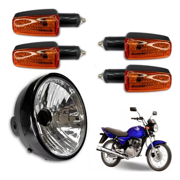 Pisca Seta Laranja Amarela + Farol Cg Titan Fan 125 150 0
