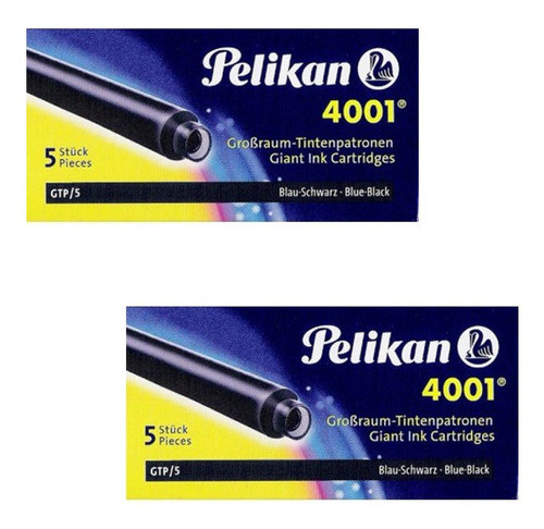 10 X Cartucho Caneta Tinteiro Pelikan 4001 Gtp/5 Azul Escuro 0