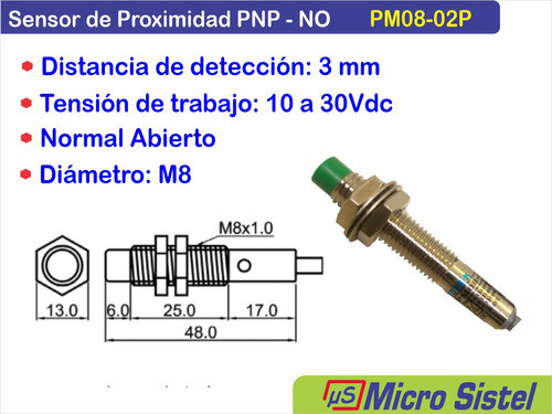 Sensor Proximidad Inductivo Pnp 10 24 30v - Pm08-02p - Fotek 1