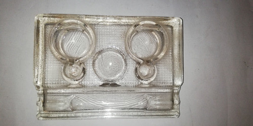Tintero De Vidrio Antiguo Porta Plumas 1