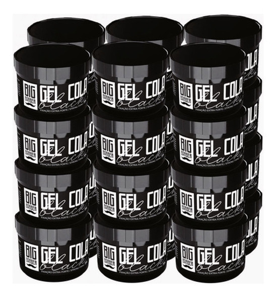 Gel Cola Black Big Barber 300g Cobre Fios Brancos Kit 24 Und 0