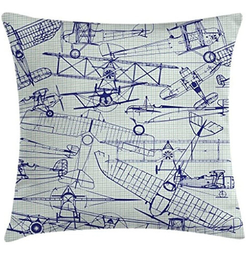 Ambesonne Airplane Throw Pillow Cojín Funda, Old Airplane Dr 0