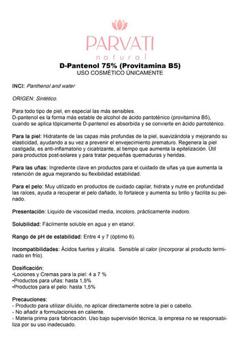 Pantenol 75% - Pro Vitamina B5 30 Grs 1