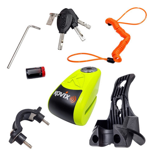 Traba Disco Kovix Con Alarma Verde Perno 6mm Hanex Um 0
