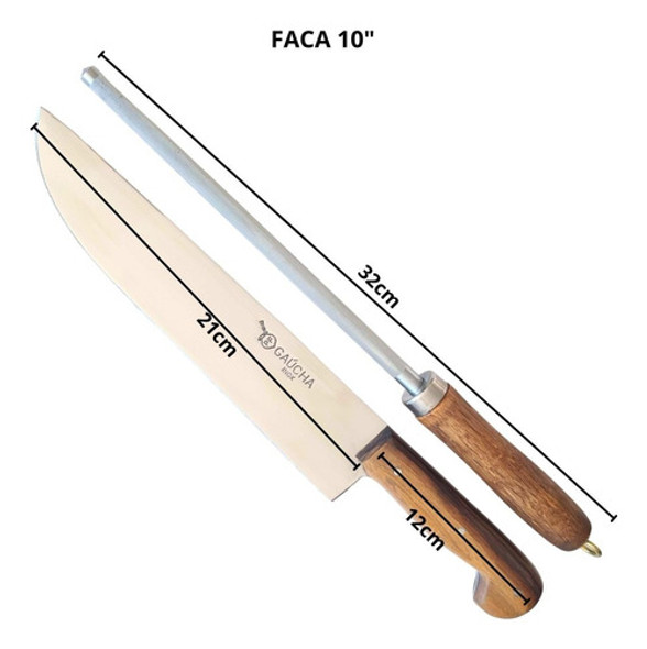 Faca E Chaira Conjunto Pantaneiro Artesanal Churrasco Couro 1