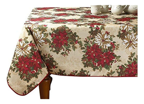 Violet Linen European Holiday Christmas Poinsettia Garden De 0