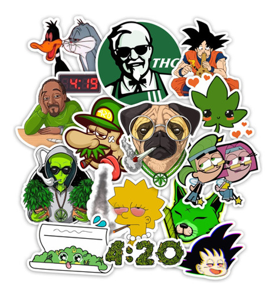 Stickers Marihuana Thc 420 30 Unidades 0