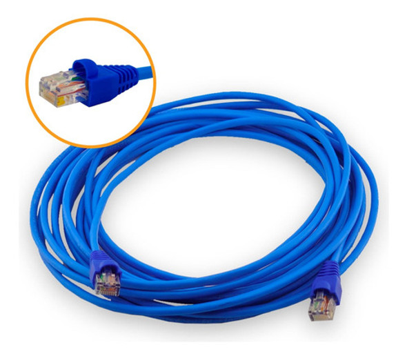 Kit 12 Un Cabo De Rede 10m Cat6 Furukawa Rj45 Azul Gigabit 0