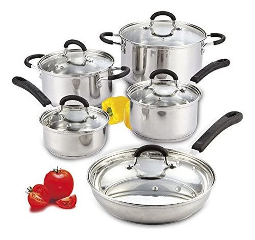 Cook N Home Juego De Ollas De Acero Inoxidable De 10 Piezas 0
