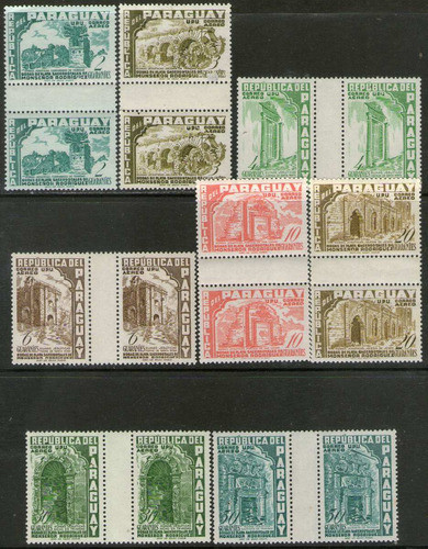 Paraguay Serie Aérea X 16 Sellos Mint Ruinas = Iglesia 1955 0