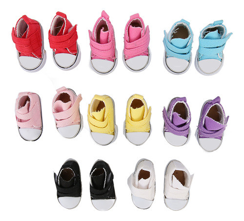 Doll Plimsolls, 8 Pares De Sapatos De Lona, Cores Variadas, 0
