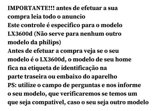 Controle Remoto Home Theater Philips Lx3600 Original 0