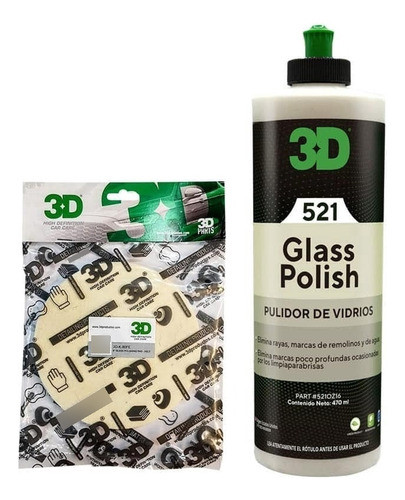 Kit Pulido De Vidrios Glass Polish 500ml + Pad Fieltro 5  3d 0