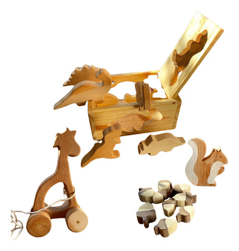 Set X3 Juegos De Madera Arrastre Encastre Montesori Ecologic 0