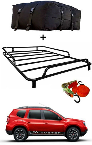 Kit Parrilla Techo Portaequipaje + Bolso Auto P/ Renault Duster 0