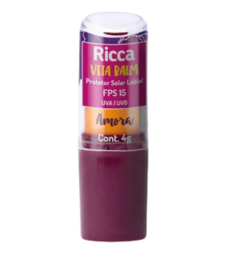 6x Protetor Solar Labial Uva Uvb Ricca Fps15 Amora Display 0