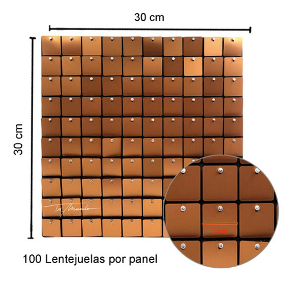 Panel Shimmer Espejos Color Cobre Rectangular 30 X 30 Cm 1