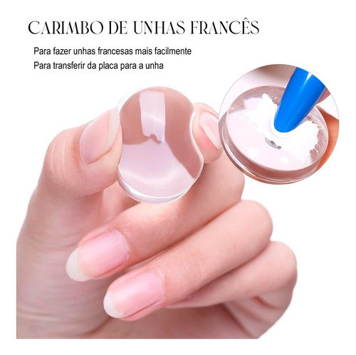 Carimbo 2 Lados Silicone Unhas Francesinha 2 Placas 1