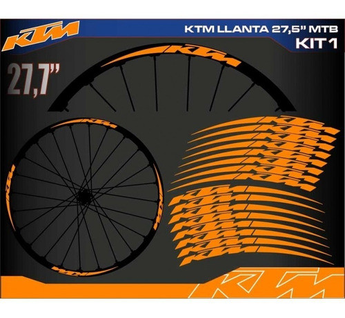 Calco Vinilo Kit Llanta Ktm Riddley 1