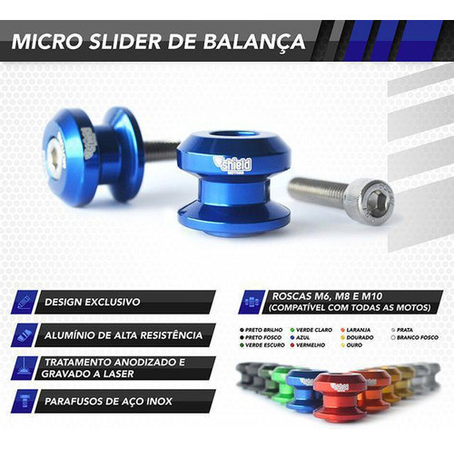 Slider Traseiro Balança Shieldmotors  M6 Vermelho 1