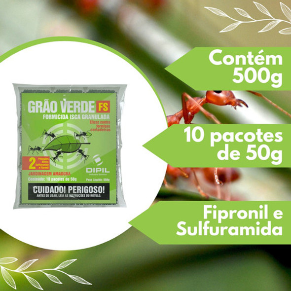 Formicida Isca Grão Verde Formigas Cortadeiras Jardim 500g 1