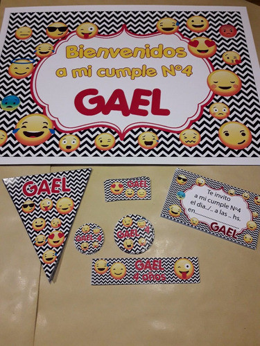 Kit Cumpleaños  Emoji Emoticones  Impreso Y Cortado 1