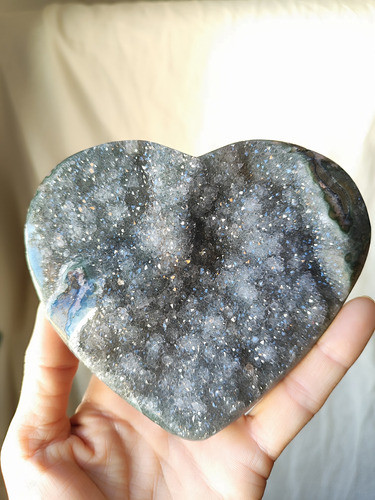 Piedra Drusa Corazon Puntas Cuarzo Brillo Rou Coraocristales 1