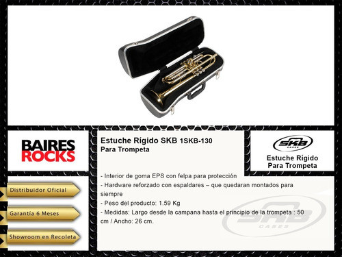 Estuche Skb 1skb-130 Rígido Moldeado Para Trompeta 1