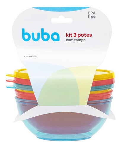 Kit 3 Potes Tigela Bowls Com Tampa Papinha Fruta Bebê Buba 0