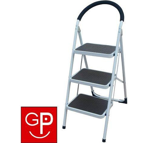 Escalera Plegable Familiar De Hierro Blanca 3 Escalones G P 1