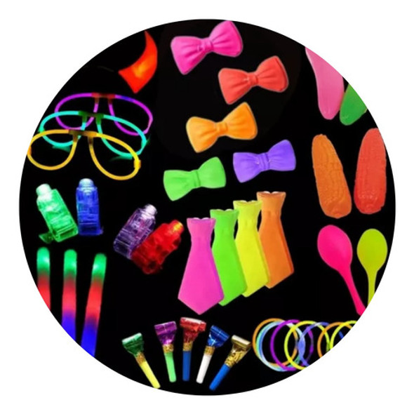 Combo Cotillon Luminoso + Carioca Fluo 100 Personas Fiesta C 0