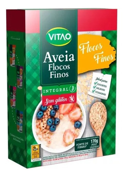 Kit 3 Aveia Em Flocos Finos Integral Sem Glúten 170g 0