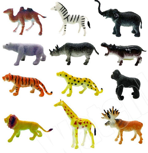 Animales De Selva Y Granja X24 Animalitos Goma Animal World 1